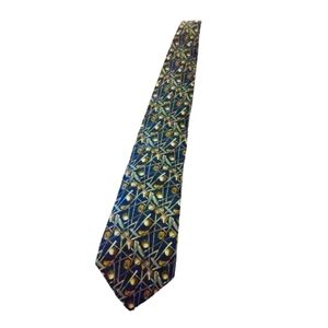 Golf Tie Crooks & Creed London 100% Silk Navy with Golden Golfing Themed Design
